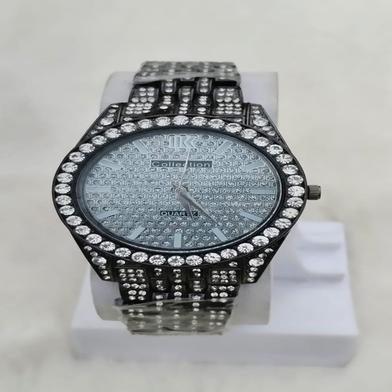 Men's Womens Round Silver White Gold Radium Dial Wrist Watch Band Luxury image