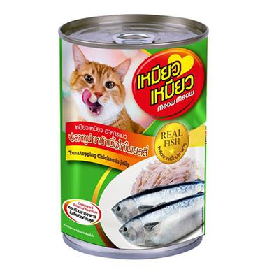 Meow Meow Can Wet Cat Food Tuna Topping Chicken In Jelly 400g image