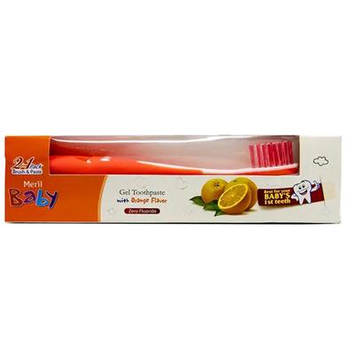 Meril Baby Gel Toothpaste, Orange Brush Combo image