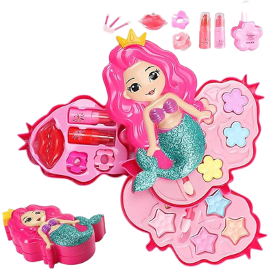 Mermaid Make-Up Set Pretend Play Useable Make Up Toys For Girls (makeupbx_porimoni_71682) image