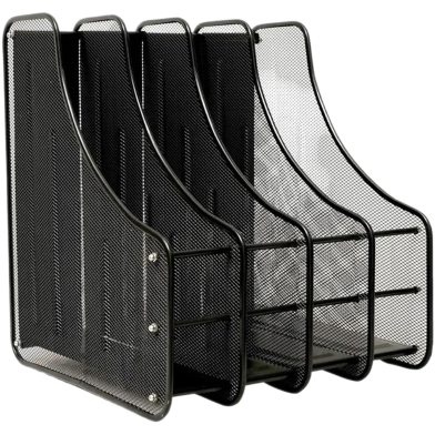 Mesh Magazine Holder 4 Slots File Rack Tray -Black image