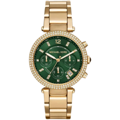 Michael Kors MK6263 Women's Parker Gold Tone Chronograph Green Dial Watch image