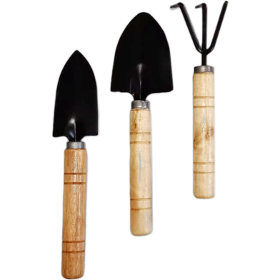 Mini Garden Shovel Rake Spade Arrangements Bonsai Tools Wooden Handle Set for Flower Pot Plants image