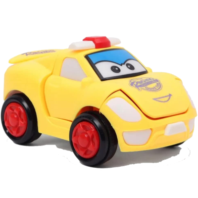 Mini Racing Friction Toy Racing De-Forming Car to Robot/ Push N Go Toys For Kids (car_friction_robot_y) Yellow image