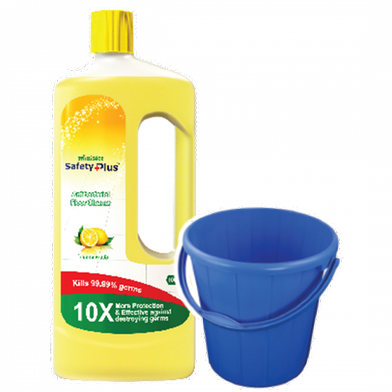 Minister Safety Plus Antibacterial Floor Cleaner (Lemon Fresh) 1 Litre With 8 Liter Bucket Free image
