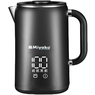 Miyako Cordless Cool Digital Touch Display Stainless Steel Electric Kettle, BPA-Free, Triple Layer Wall 1500W Tea Kettle with Auto Shut-Off and Boil Dry Protection - 2 Ltr image