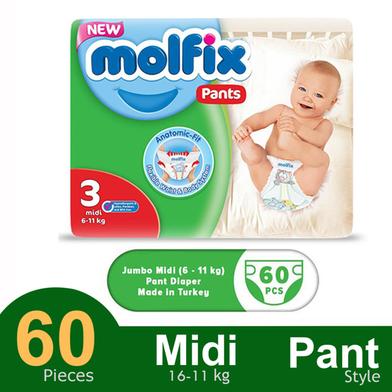 Molfix Pant System Baby Diaper (3 midi Size) (6-11 kg) (60pcs) image