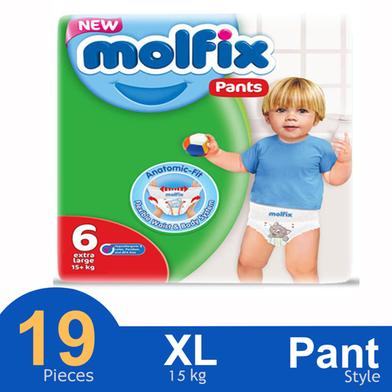 Molfix Pant System Baby Diaper (6 maxi XL Size) (15 kg) (19pcs) image