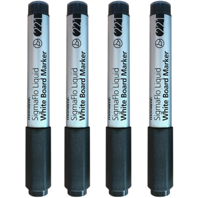 Monami SigmaFlo Liquid White Board Marker 4 Pcs -Black image