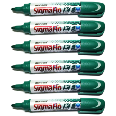 Monami Sigmaflo White Board Marker Round Tip Green- 6 Pcs image