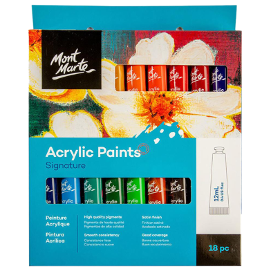 Mont Marte Acrylic Color Paint 18 color box 12ml Tube for artist image