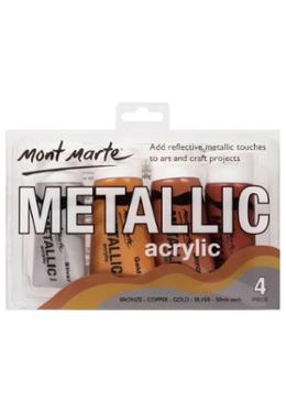 Mont Marte Paint Set - Metallic Acrylic Paint 4pc x 50ml image