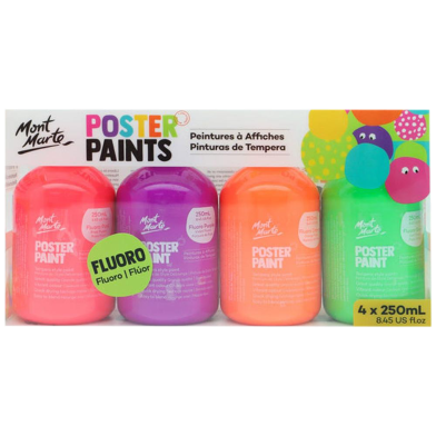 Mont Marte Poster Paint 250ml 4pc - Fluro image