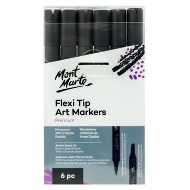 Mont Marte Premium Flexi Tip Alco. Art Markers 6pc Grey Tones image