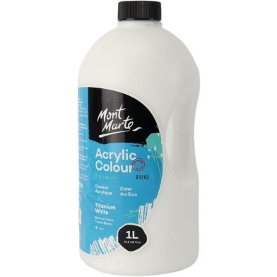 Mont Marte Signature Acrylic Paint Pump Bottle 1L - Titanium White image