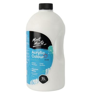 Mont Marte Signature Acrylic Paint Pump Bottle 1L - Titanium White image