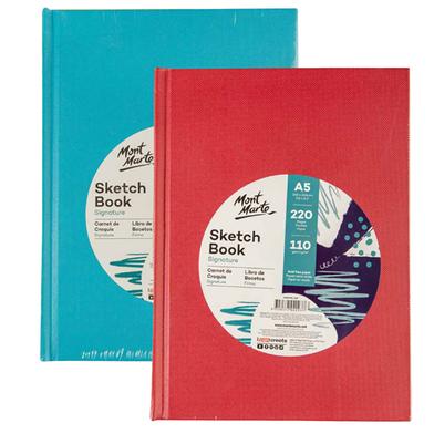 Mont Marte Sketch Book Hard Cover A5 110 GSM 220 Page Body Color Red And Sky Blue Only image