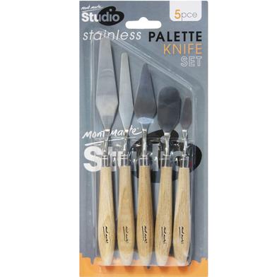 Mont Marte Studio Palette Knife Set, Selection of Different Sizes and Styles of Stainless Steel Palette Knives -5 Pcs image