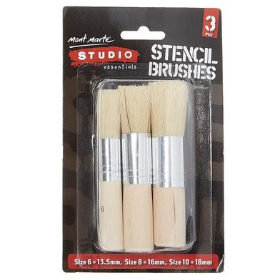 Mont Marte 3 pcs Stencil Brushes Set, Pure Natural