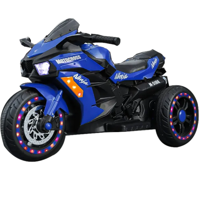 Motorcycle, 3 Wheel Motorbike Kids Rechargeable12V Battery Ride On Car Electric Cars Motorcycles – Blue image