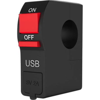 Motorcycle Handlebar On Off Switch With 2A USB Port 12V DC Water Resistant image