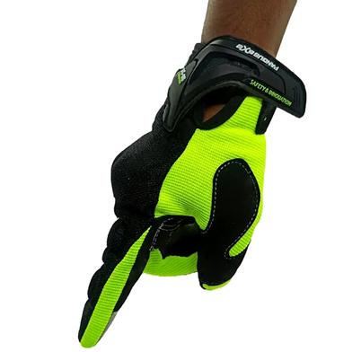 Motorcycle Racing Green/Orange Color Full Hand Gloves With Screen Touch Technology Bike Safety For Biker image
