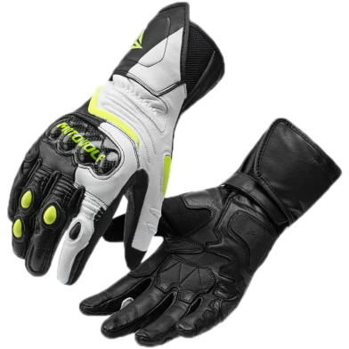 Motowolf Mdl0349 Premium Leather Motorcycle Gloves – Long Racing Gloves With Carbon Fiber Knuckle Protection image