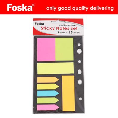 Multi-Purpose Foska Sticky Notes - 225 Sheets (Multicolor) image