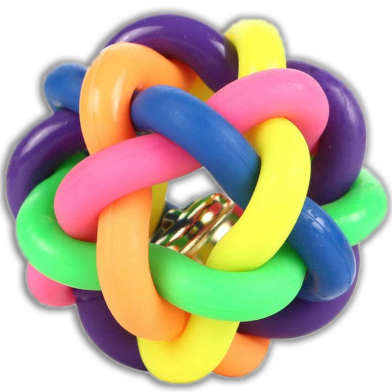 Multicolor Silicon Rubber Dog Cew Toy Ball With Bell image