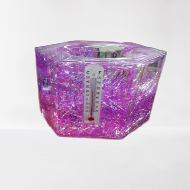 Multipurpose Crystal Hexagon Pen Holder with Room Temperature Meter image