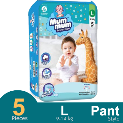 Mum Mum Pant System Baby Diaper (L Size) (9-14kg) (5 Pcs) image