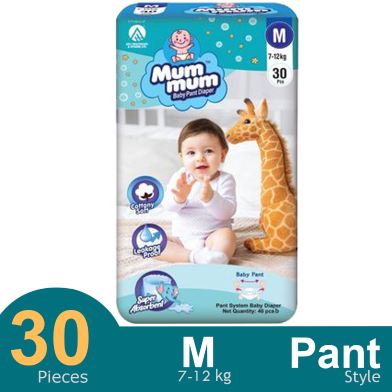 Mum Mum Pant System Baby Diaper (M Size) (7-12 kg) (30 Pcs) image