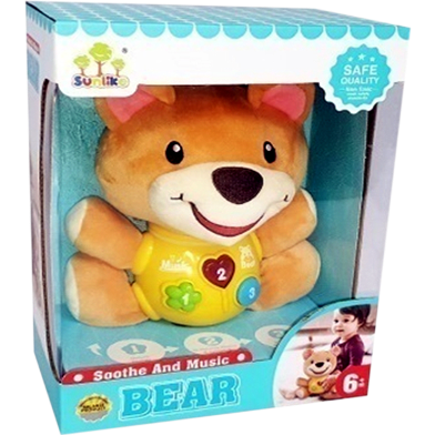 Musical Rattle Teddy Bear Toy for Newborn baby Soft Doll Toy for baby with Light and Music image