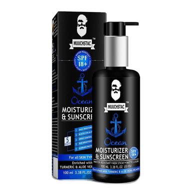Muuchstac Mens Ocean Moisturizer and Sunscreen Matte Look SPF 18 Cream with Turmeric and Aloe Vera Beads, NonSticky and Water Resistant image