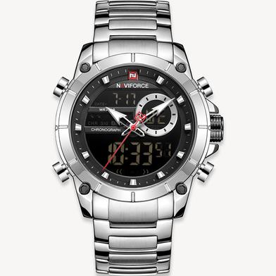 NAVIFORCE Men Military Sport Watches Digital Analog Waterproof Stainless Steel Wristwatch image