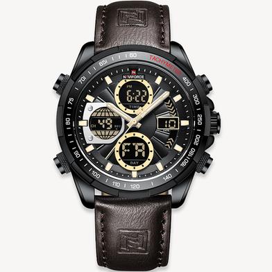 NAVIFORCE Men's Sport Watches Digital Analog Quartz Waterproof Multifunctional Military Leather Watch for Men image