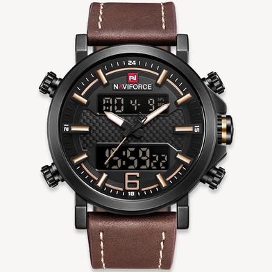 digital watch with leather band