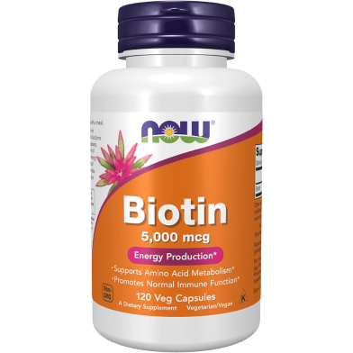 NOW Foods Biotin 5000 mcg Capsules 120 Count image
