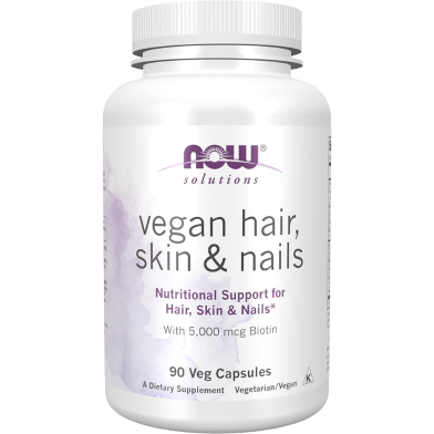 NOW Foods Solutions 5000 mg Vegan Hair Skin and Nails 90 Veg Capsules image