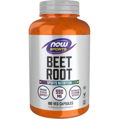 NOW Foods Sports Beet Root Sports Nutrition Immune System Support 550 MG Naturally Occurring Nitrates 180 Veg Capsules image