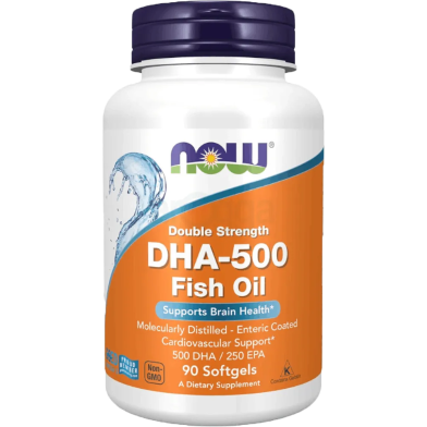 NOW Foods Supplements DHA-500 with 250 EPA Molecularly Distilled Supports Brain Health 90 Softgels -524341043 image