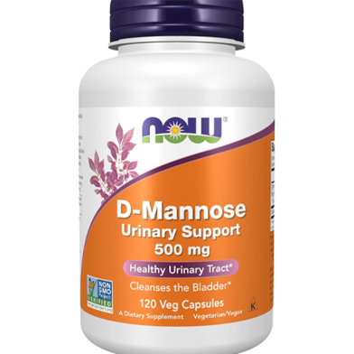 NOW Foods Supplements D-Mannose 500 mg Non-GMO Project Verified Healthy Urinary Tract 120 Veg Capsules image