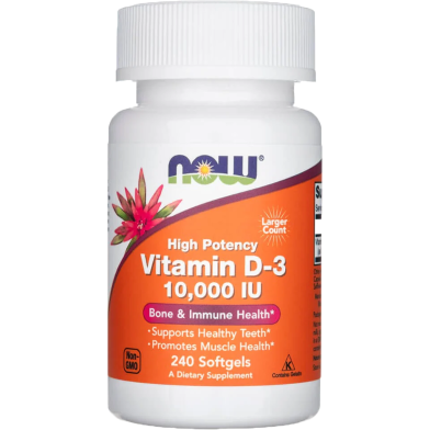 NOW Foods Vitamin D-3 10,000 IU 240 Softgels image