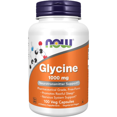 NOW Glycine 1000 mg 100 Veg Capsules image