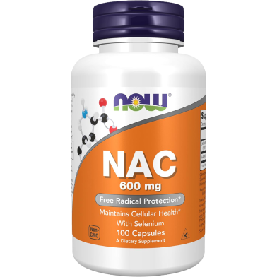 NOW NAC N-Acetyl Cysteine 600 mg With Selenium and Molybdenum 100 Veg Capsules image