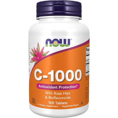 NOW Vitamin C 1000 With Rosehips and Bioflavonoids 100 Tablets image