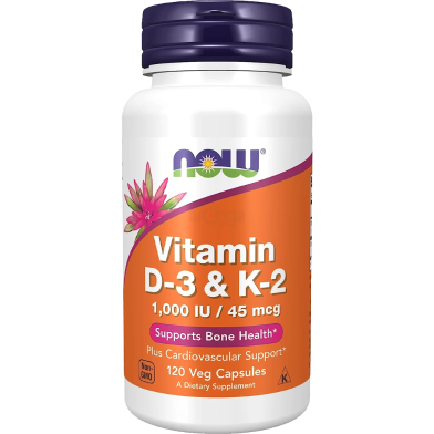 NOW Vitamin D-3 and K-2 - 45mg 120 Veg Capsules -326824237 image