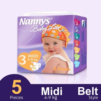 Nannys Baby Love Belt System Baby Diaper (Midi) (4-9kg) (5pcs) image