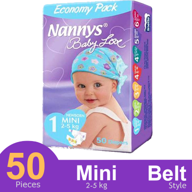 Nannys Baby Love Belt System Baby Diaper - (Mini) (2-5kg) (50pcs) image