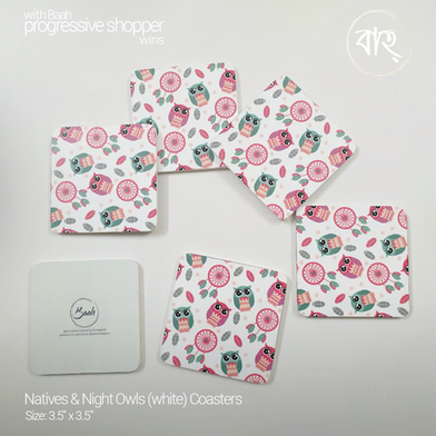 Natives and Night Owls (white) Coasters (set of six) image